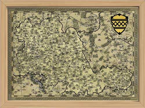 West Midlands Fantasy Map LOTR Tolkien Framed Poster Print 
