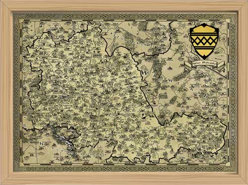 West Midlands Fantasy Map LOTR Tolkien Framed Poster Print 