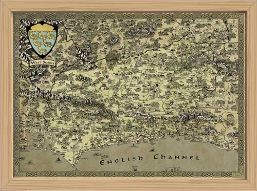 West Sussex Fantasy Map LOTR Tolkien Framed Poster Print 
