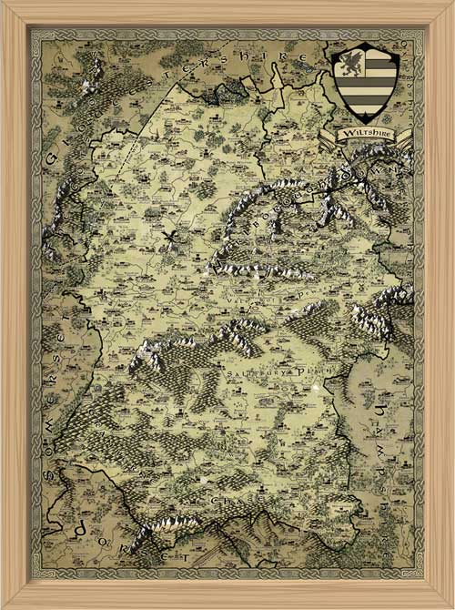 Wiltshire Fantasy Map LOTR Tolkien Framed Poster Print 