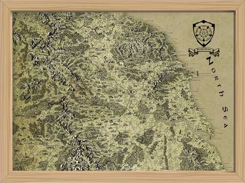 Yorkshire Fantasy Map LOTR Tolkien Framed Poster Print 