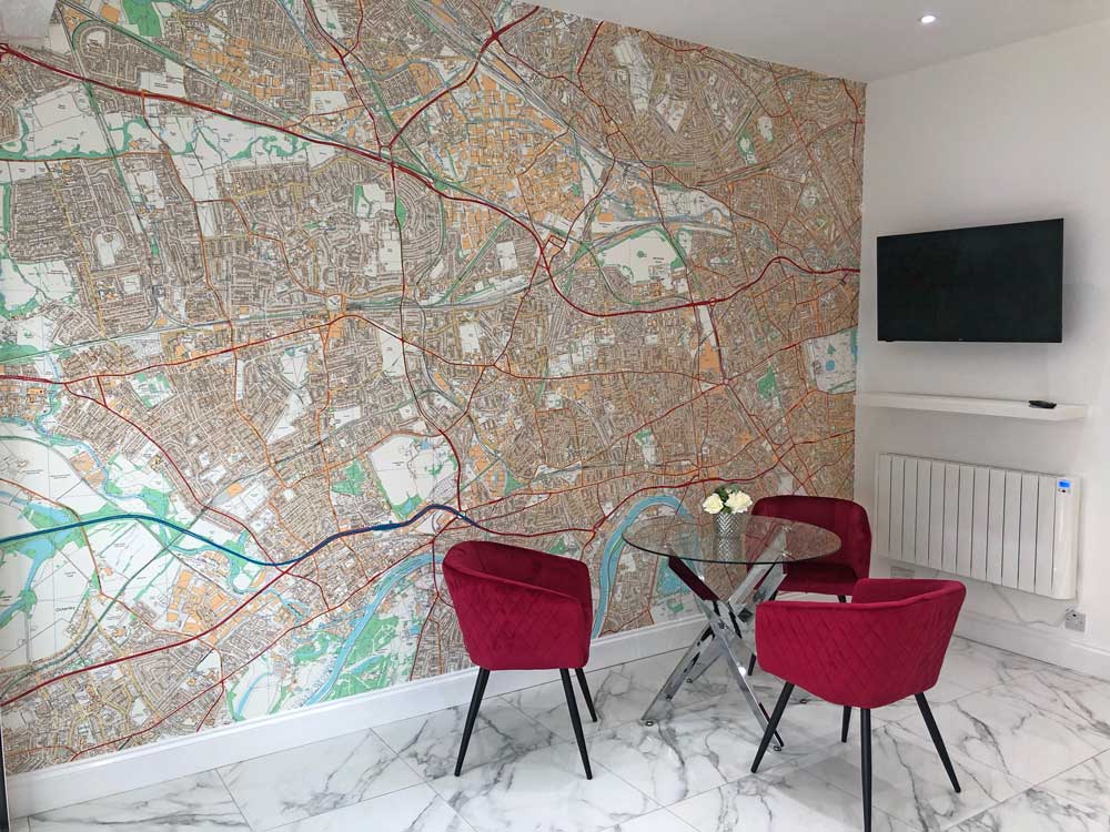 Detailed Ordnance Survey 1:10,000 map wallpaper mural