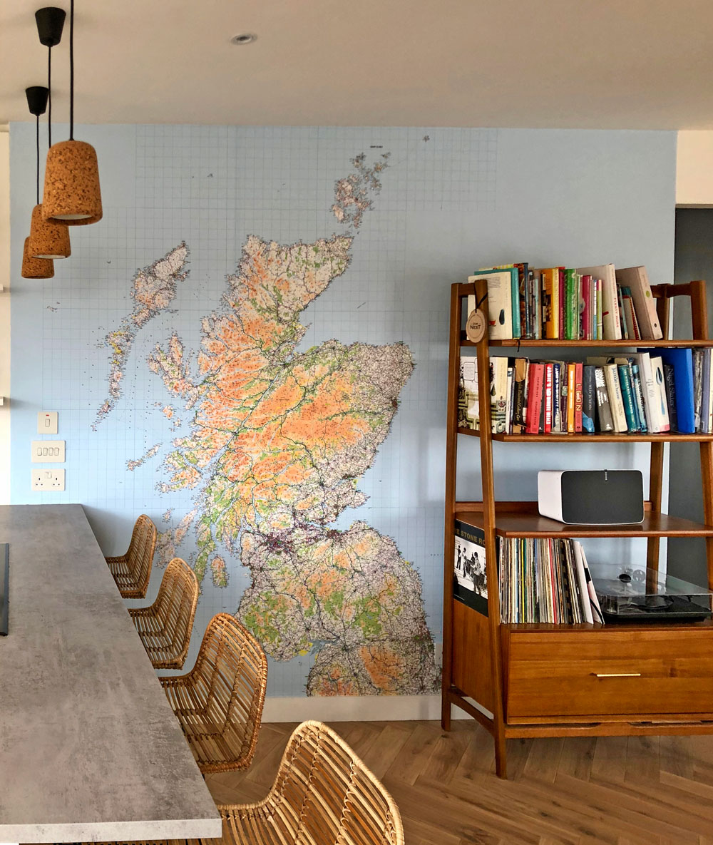 Ordnance Survey Regional 250k map wallpaper mural for dining room