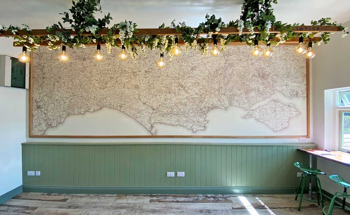 restaurant historic map wallpaper mural