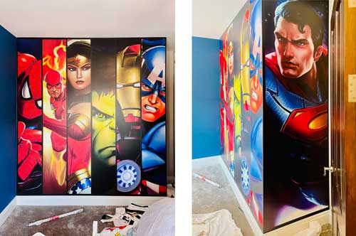 Super Heroes wall mural