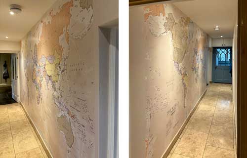 Political World Map Wallpaper in hallway