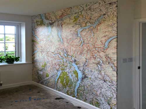 Explorer Ordnance Survey map wallpaper for living roome