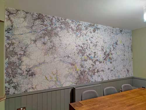 Charlotte Smith Ordnance Survey Explorer 25k map wallpaper for dining room