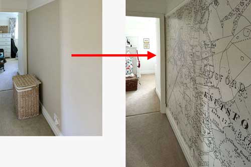 Historic Map Wallpaper decorating hallway