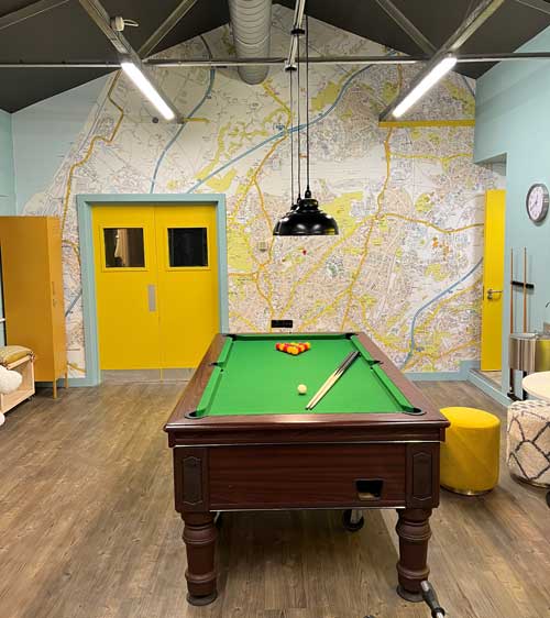 A-Z map wallpaper mural of Bristol for community centre