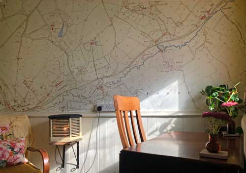 Historic 25 inch to the mile map wallpaper in study