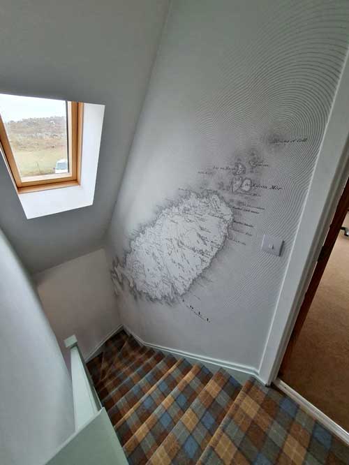 Historic Ordnance Survey map mural of Coll and Tiree