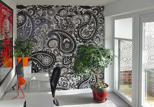 intricate design black & white wallpaper mural