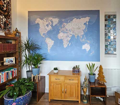 Political World Map Wallpaper in hallway