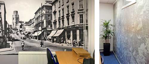 Historical photo of Bristol and historic OS map wall mural