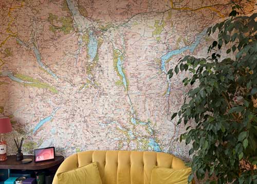 Ordnance Survey Landranger map wallpaper for living room