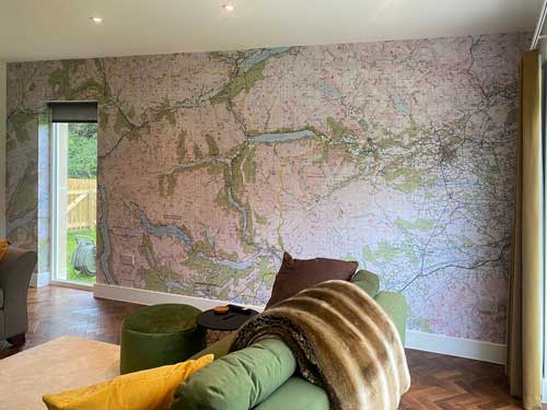 Ordnance Survey Explorer Landranger map wallpaper mural for living room