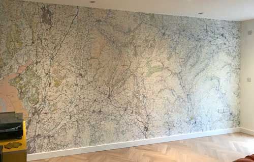 Ordnance Survey Explorer map wallpaper for living room