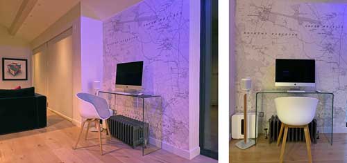Historic Ordnance Survey map wallpaper mural in living room