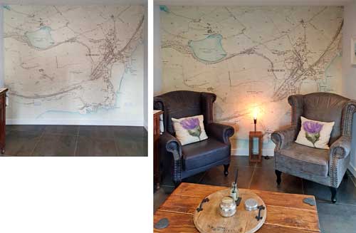 Historic Ordnance Survey map mural of North Norfolk coast