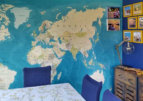 World Map Wallpaper for dining room