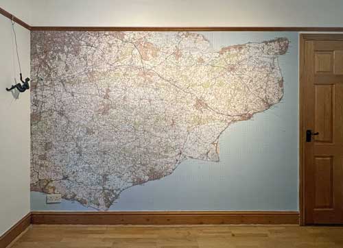 Living room OS 50k map wallpaper mural