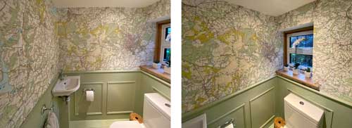 Ordnance Survey 1:25 000 map wallpaper in bathroom and toilet