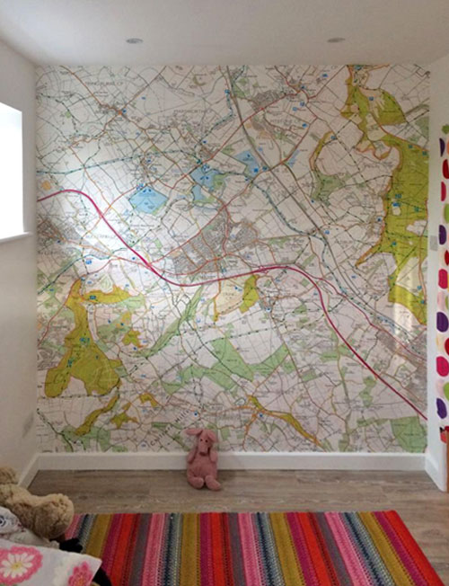 Anna Ashwell bedroom OS map wallpaper mural