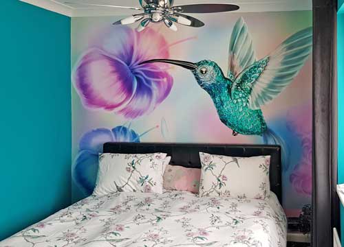 Hummingbird bedroom photo mural