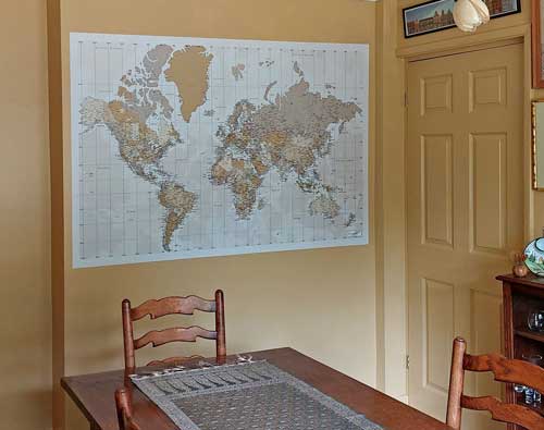 World Map Wallpaper in living room