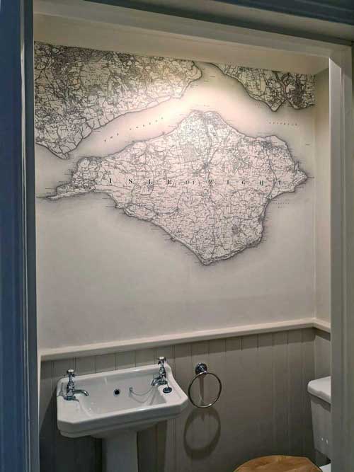 historic map wallpaper for bathroom