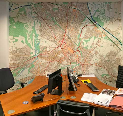 Local Ordnance Survey map wallpaper for estate agent office