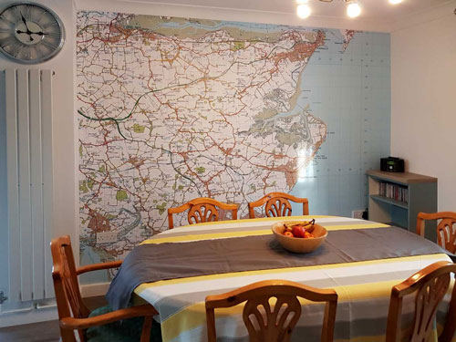Rachel Barford OS map wallpaper lounge