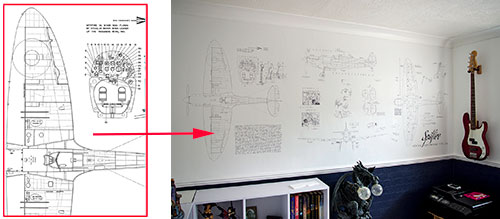 Spitfire Diagram wallpaper mural