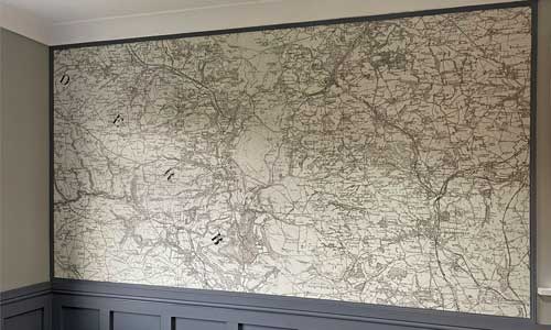 historic Ordnance Survey map mural