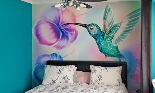 hummingbird graphic mural