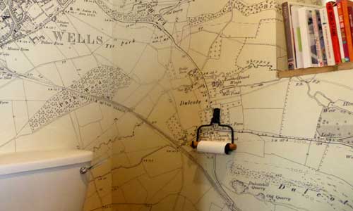 historic Ordnance Survey map in toilet